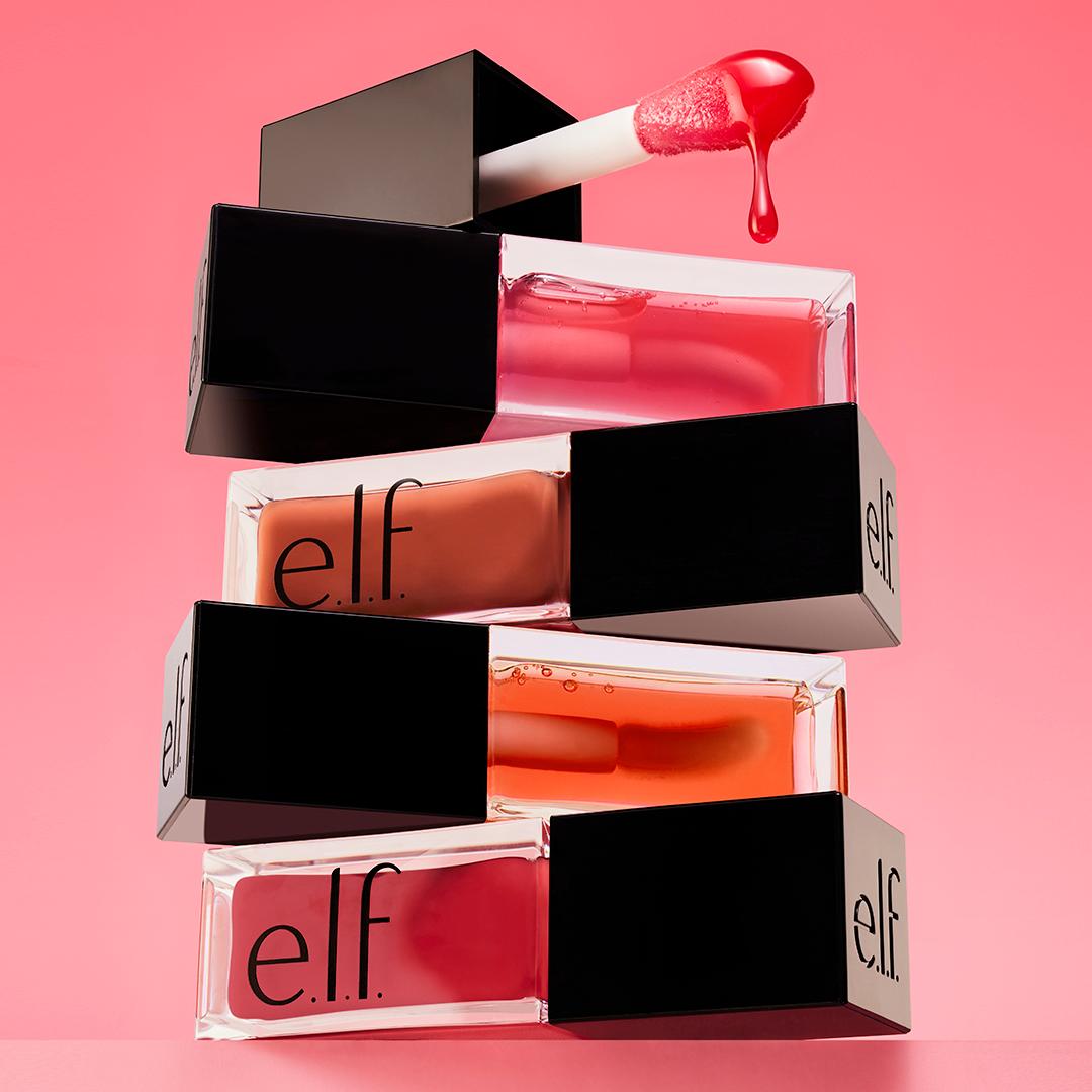 elf lip oil kits stacked on top of each other